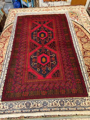 Hand Knotted Afghani Baluch Rug (4'6