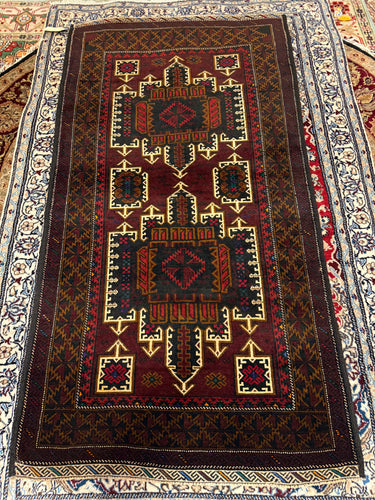 Hand Knotted Afghani Baluch Rug (3'8