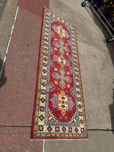 Hand Knotted Afghani Kazak Runner (2'1" x 5'10")