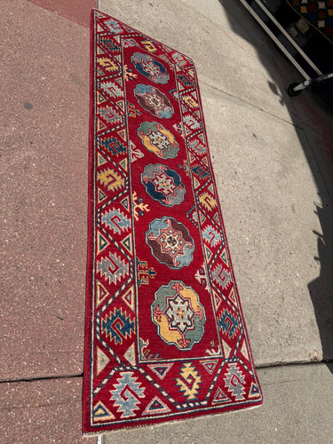 Hand Knotted Afghani Kazak Runner (2' x 5'7