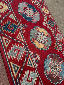 Hand Knotted Afghani Kazak Runner (2' x 5'7")