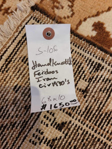Vintage Hand Knotted Persian Ferdoos (6’8 x 10’)