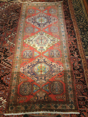 Vintage Hand Knotted Persian Meshkin Runner (4'4