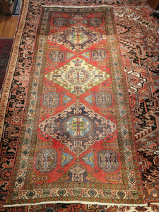 Vintage Hand Knotted Persian Meshkin Runner (4'4" x 9'9")