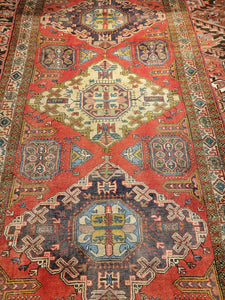Vintage Hand Knotted Persian Meshkin Runner (4'4" x 9'9")