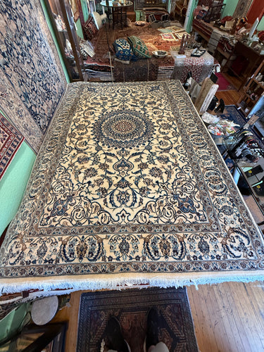 Vintage Hand Knotted Persian Naiin (6'5