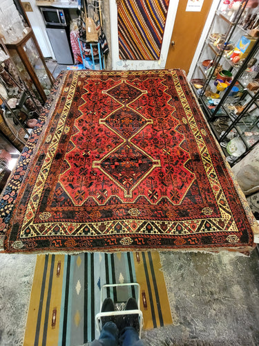 Vintage Hand Knotted Persian Shiraz (7'3