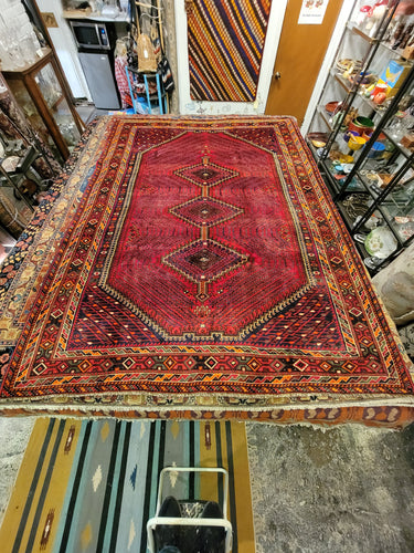 Vintage Hand Knotted Persian Shiraz (6'8
