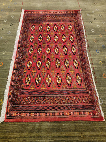 Vintage Hand Knotted Persian Turkoman (2'1