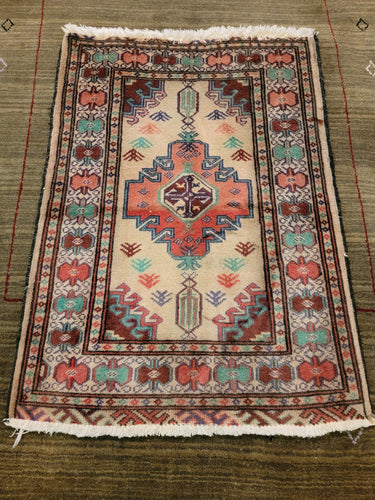 Vintage Hand Knotted Persian Turkoman (2' x 2'9
